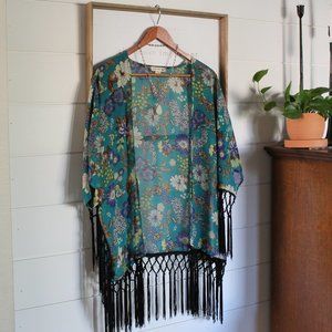 Double Zero Kimono Shawl with Tassels S